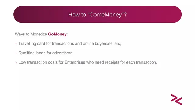 Business model / revenue streams slide 7 from GoMoney