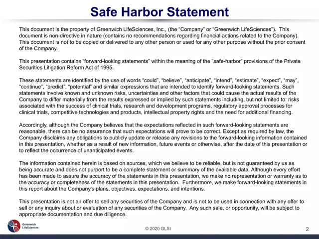 Disclaimer slide 2 from Greenwich LifeSciences (GLSI)