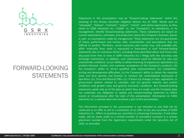 Disclaimer slide 2 from GSRX Industries Inc.