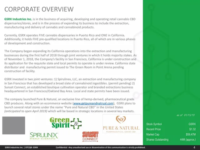 Company overview slide 4 from GSRX Industries Inc.