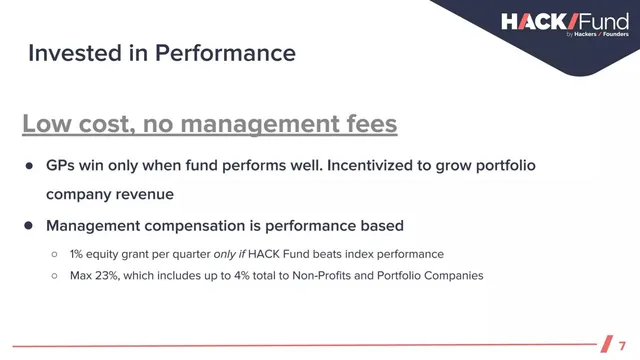 Business model / revenue streams slide 7 from Hack Fund V
