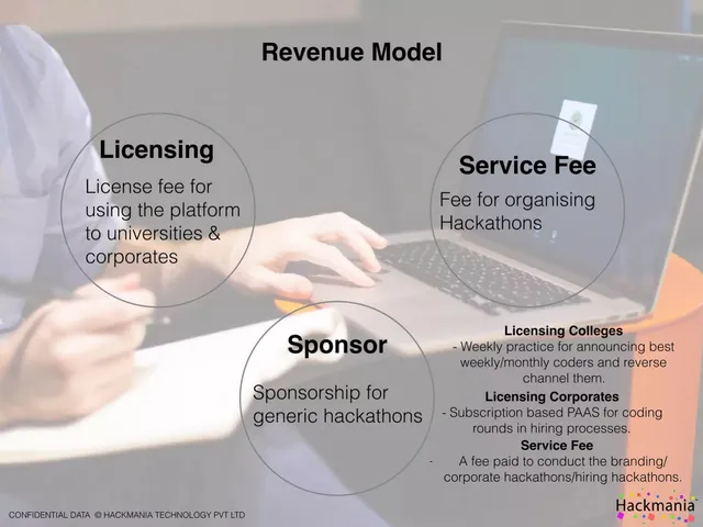 Business model / revenue streams slide 8 from Hackmania