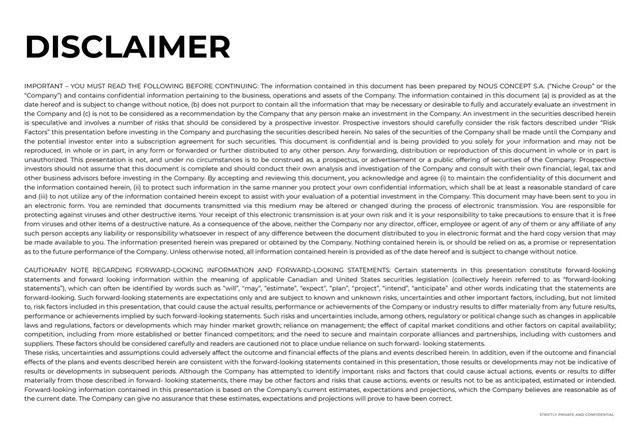 Disclaimer slide 2 from Hadoro Group