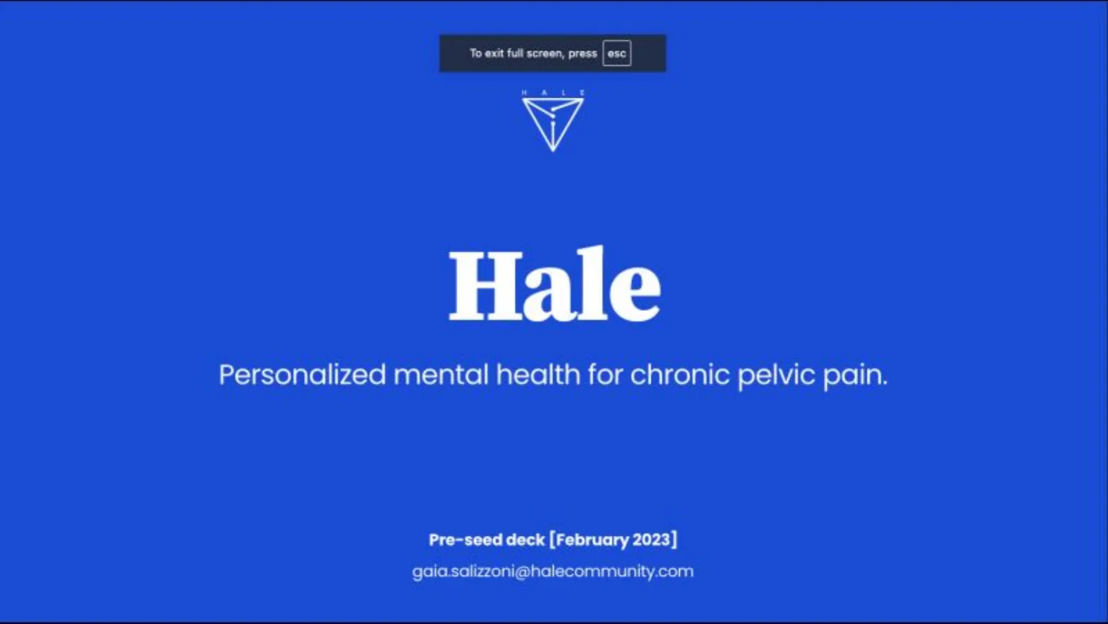Hale pitch deck slide