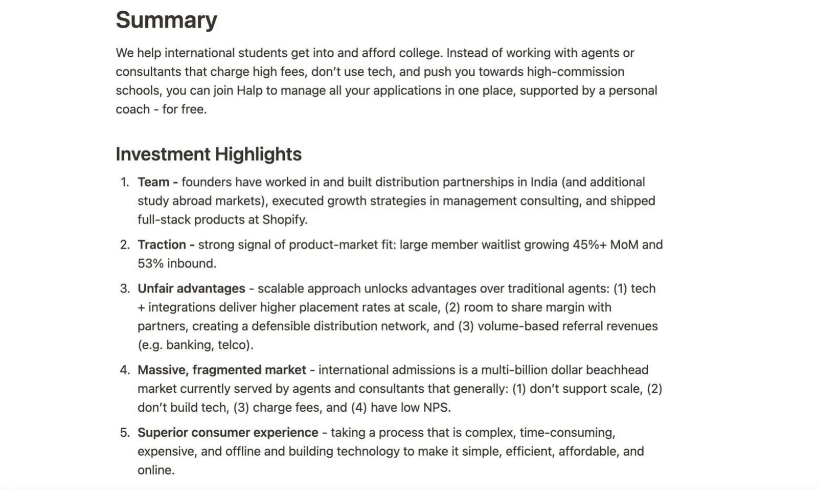 Halp pitch deck slide