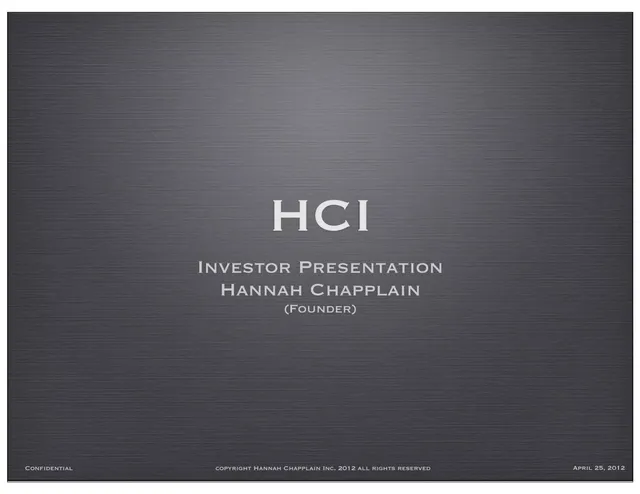 Hannah Chapplain pitch deck cover