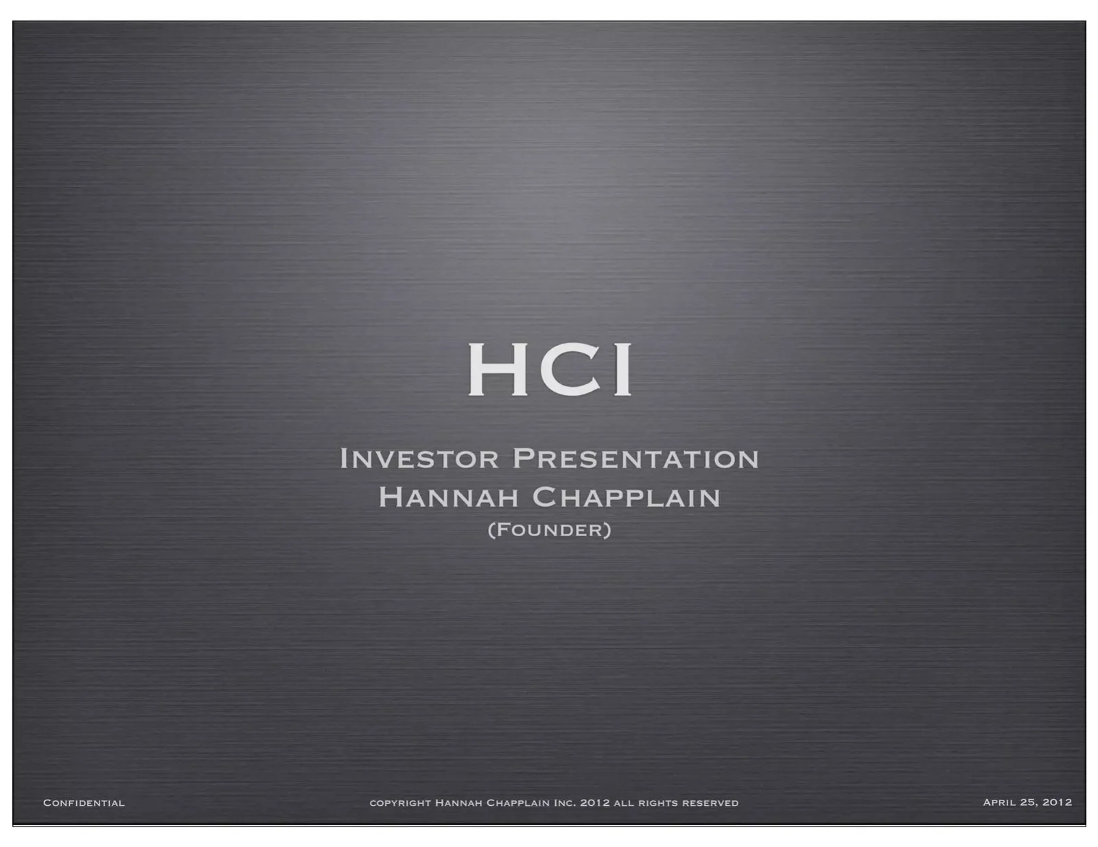 Hannah Chapplain pitch deck slide