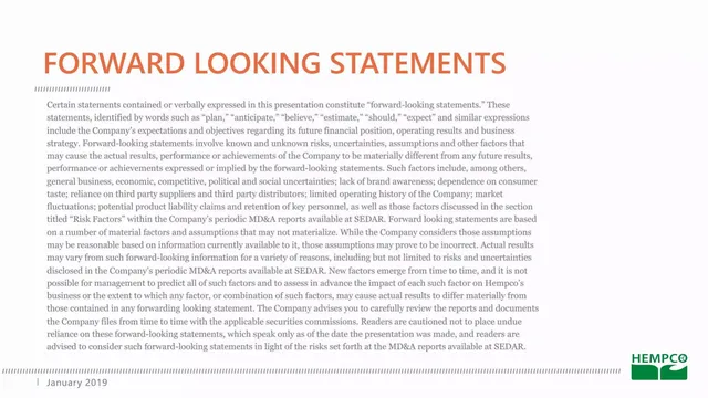 Disclaimer slide 2 from Hempco