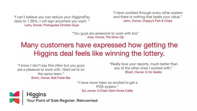 Reviews / testimonials / feedback slide 12 from Higgins Advisors (Higgins.Ai)