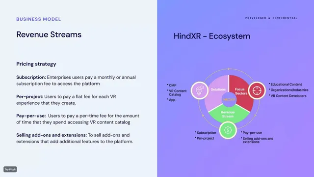 Business model / revenue streams slide 10 from HindXR (Hindomain Technologies Private Limited)