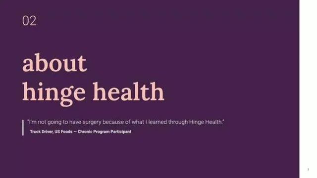 Reviews / testimonials / feedback slide 2 from Hinge Health