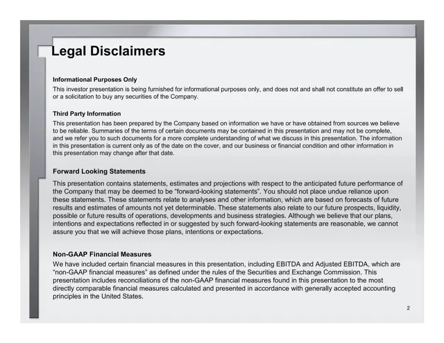 Disclaimer slide 2 from Horsehead Holding Corp.