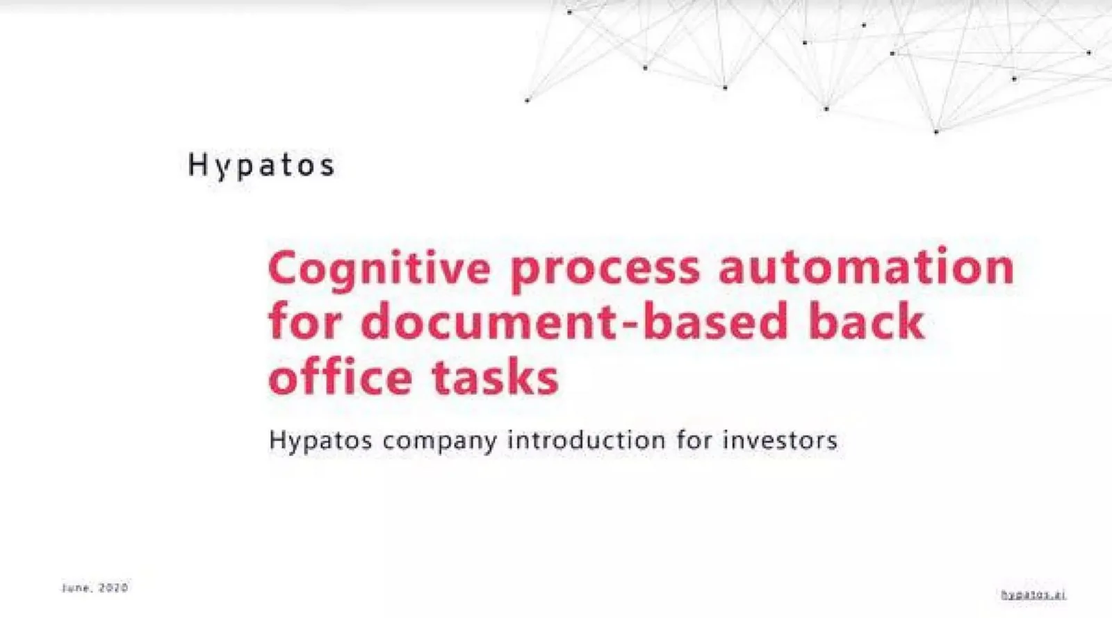 Hypatos pitch deck slide