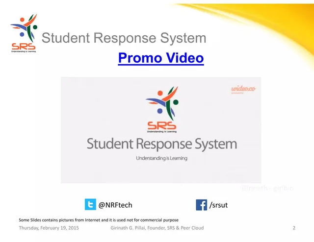 Product / solution slide 2 from SRS (Student Response System)