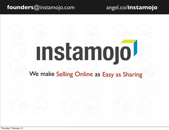 Instamojo pitch deck cover