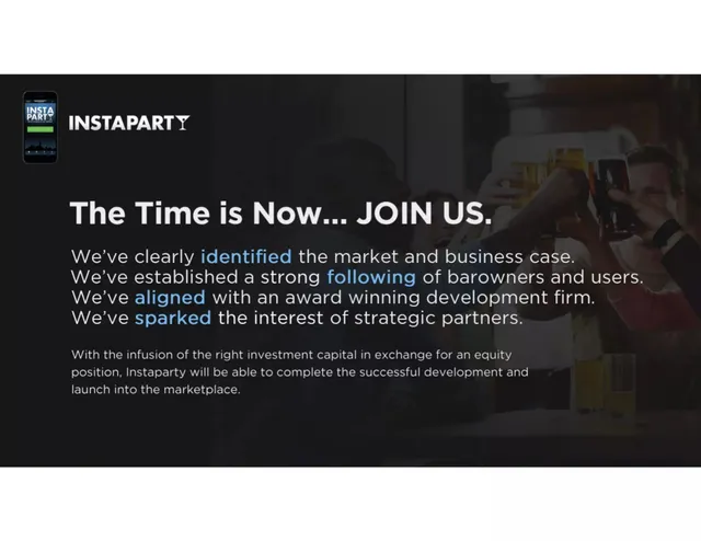 Ask & use of funds slide 8 from Instaparty