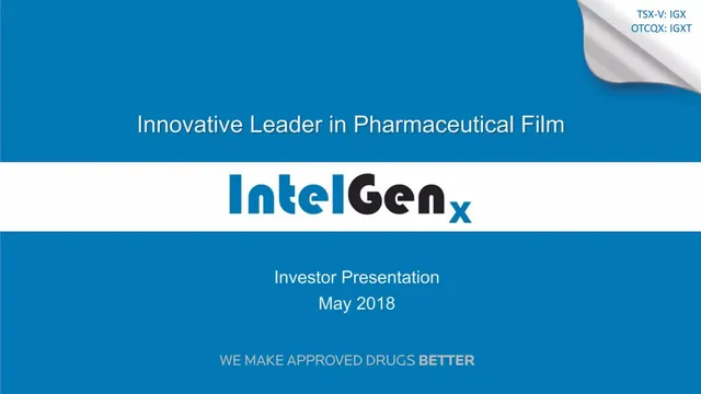 IntelGenx Corp. (IGX) pitch deck cover