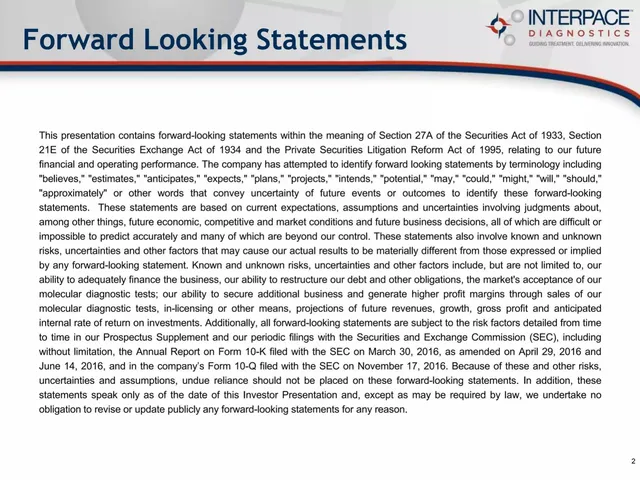 Disclaimer slide 2 from Interpace Diagnostics