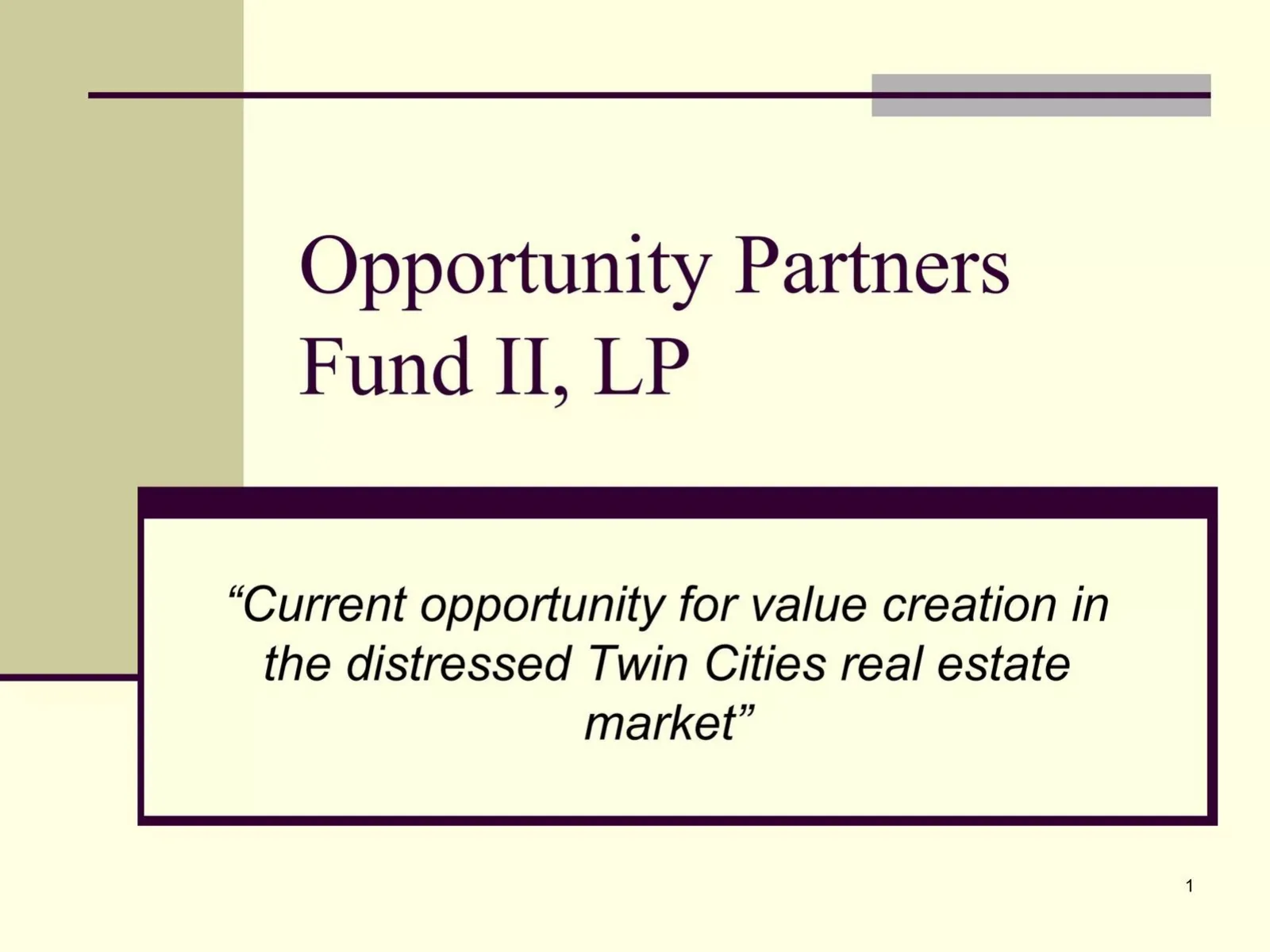Opportunity Partners Fund II, LP pitch deck slide