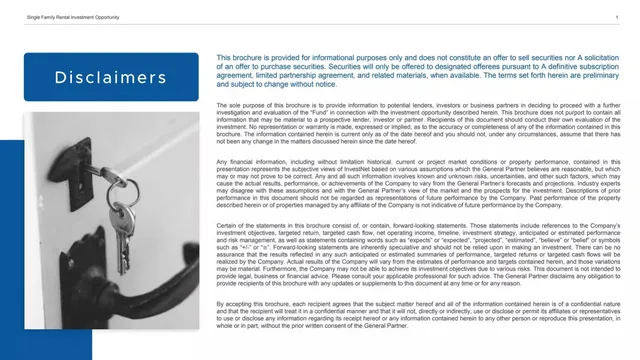 Disclaimer slide 2 from InvestNet