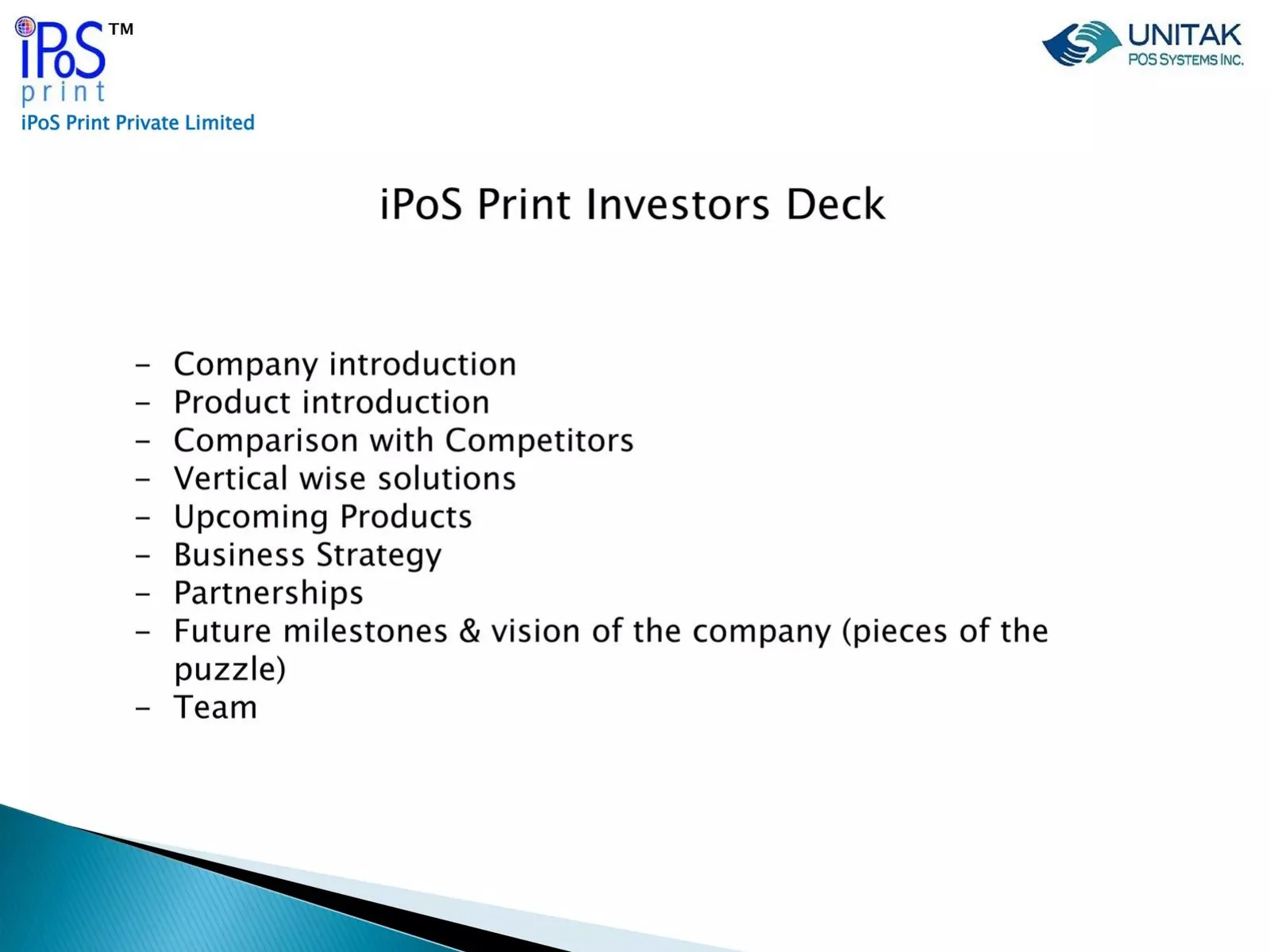 iPoS Print pitch deck slide