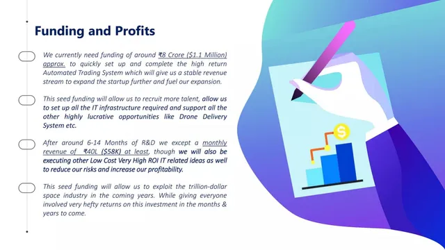 Ask & use of funds slide 10 from Jet Spark