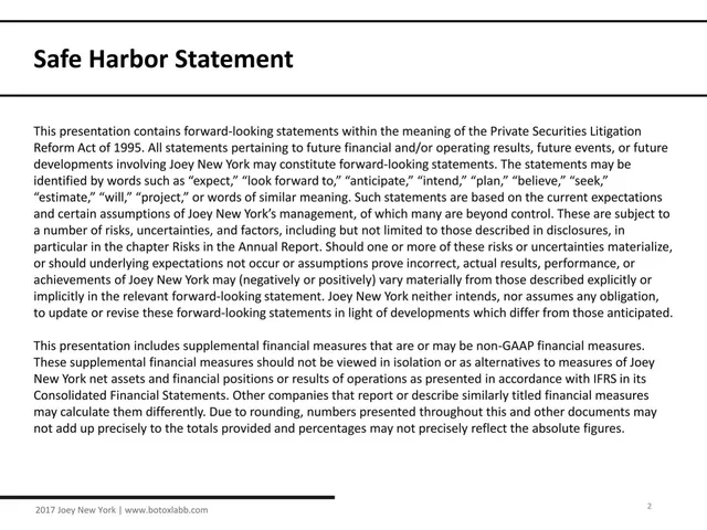 Disclaimer slide 2 from Joey New York