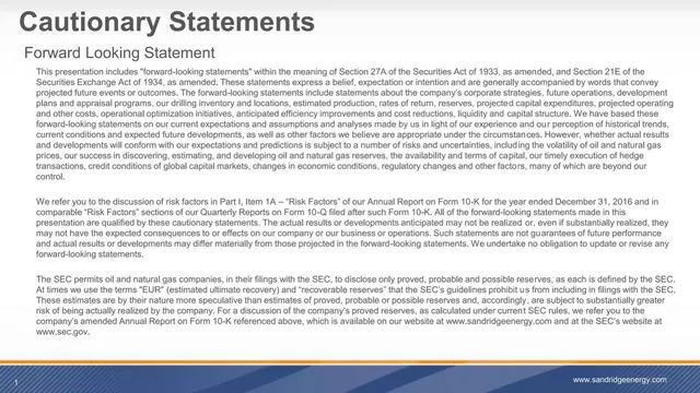 Disclaimer slide 2 from SandRidge Energy