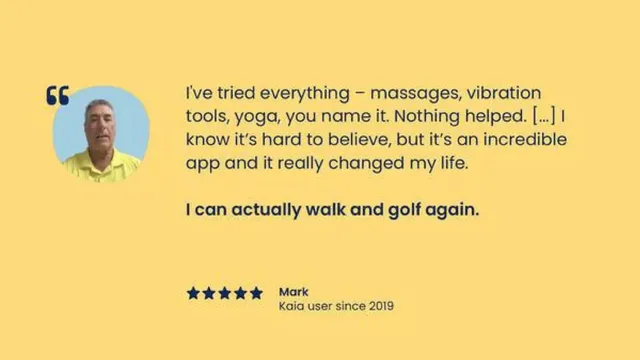 Reviews / testimonials / feedback slide 3 from Kaia Health