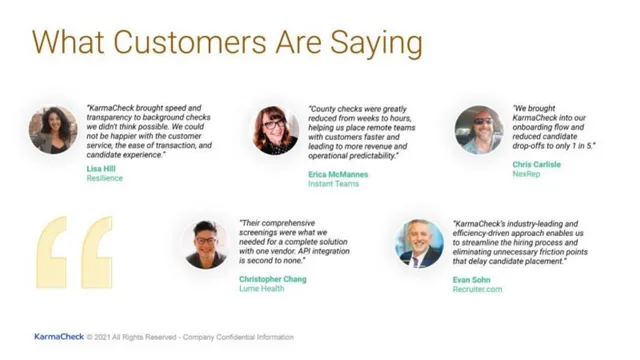 Reviews / testimonials / feedback slide 5 from KarmaCheck