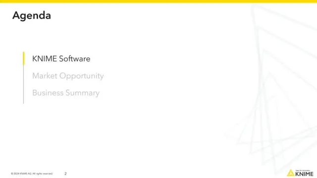 Agenda / contents slide 2 from Knime