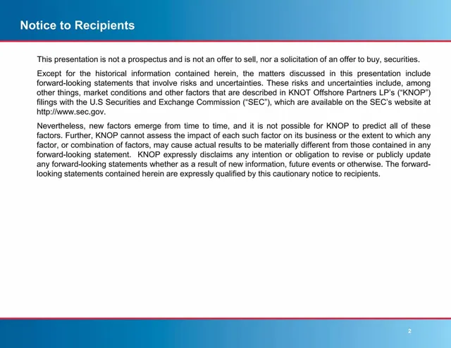 Disclaimer slide 2 from Knot Offshore Partners LP