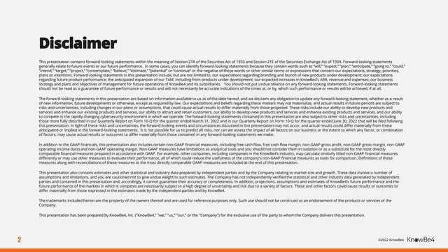 Disclaimer slide 2 from KnowBe4