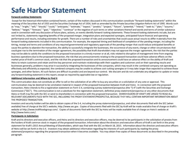 Disclaimer slide 2 from The Kraft Heinz Company