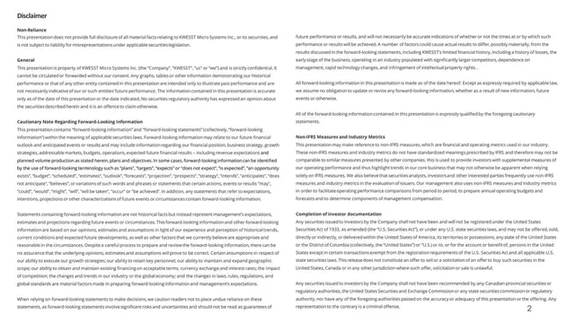 Disclaimer slide 2 from KWESST