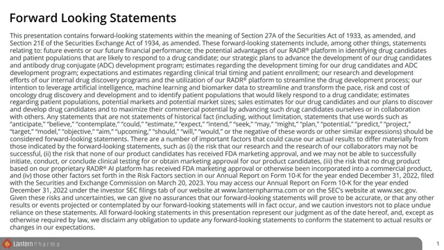 Disclaimer slide 2 from Lantern Pharma
