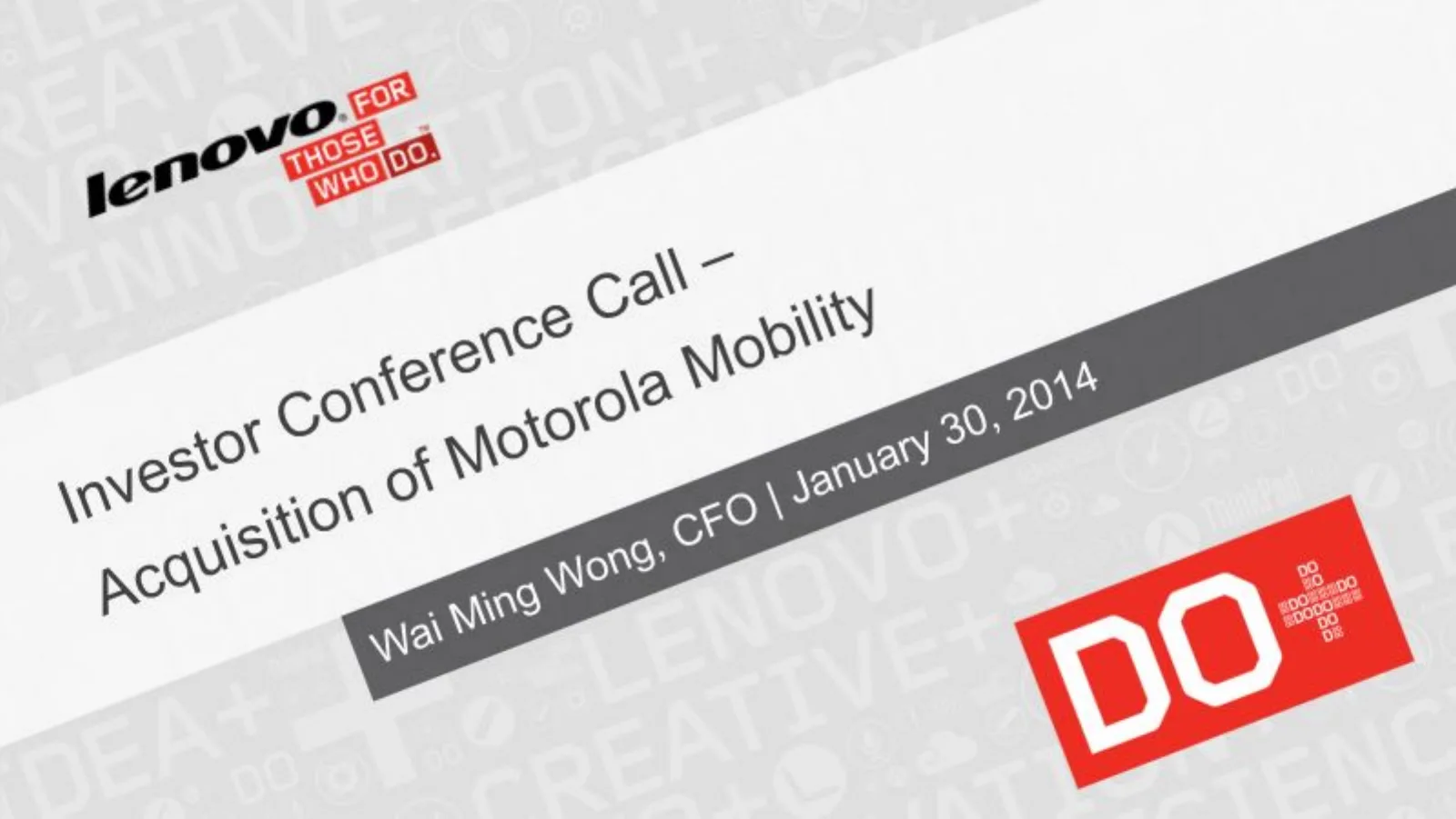 Lenovo × Motorola Acquisition pitch deck slide