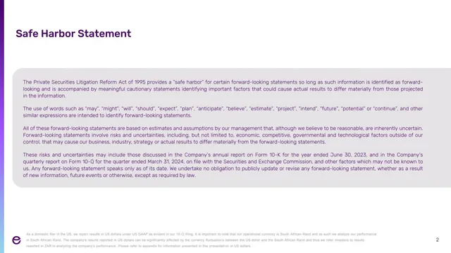 Disclaimer slide 2 from Lesaka Technologies