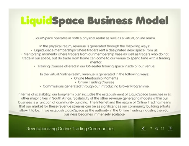 Business model / revenue streams slide 7 from LiquidSpace