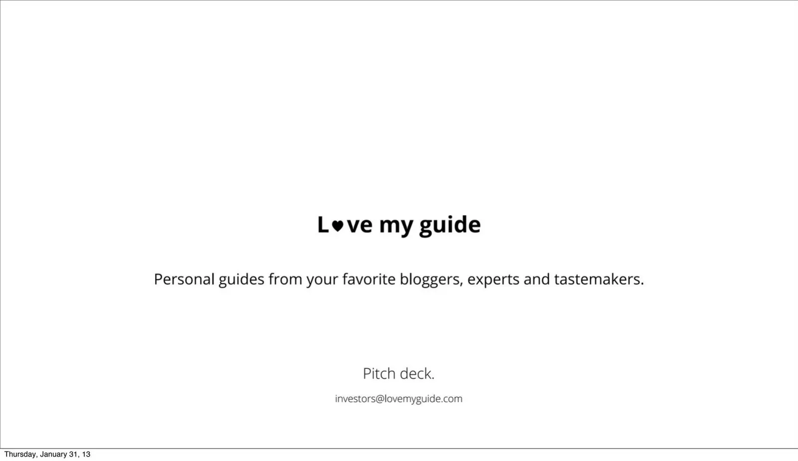 Love My Guide pitch deck slide