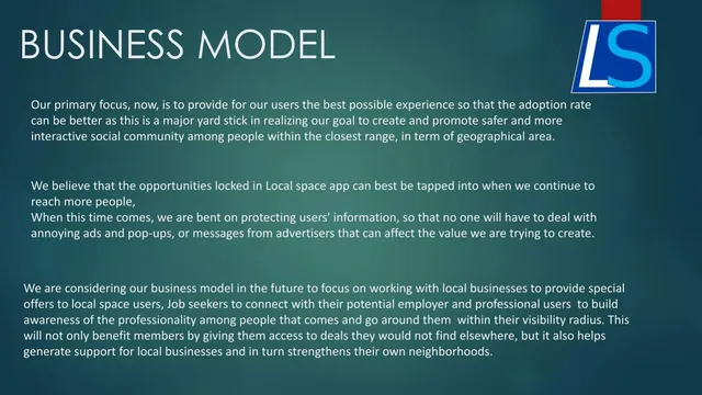 Business model / revenue streams slide 7 from Local Space