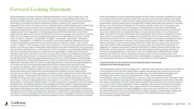 Disclaimer slide 2 from Lodestar Battery Metals