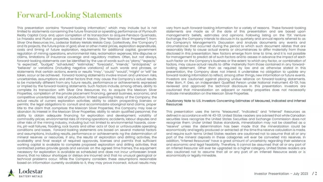 Disclaimer slide 2 from Lodestar Battery Metals