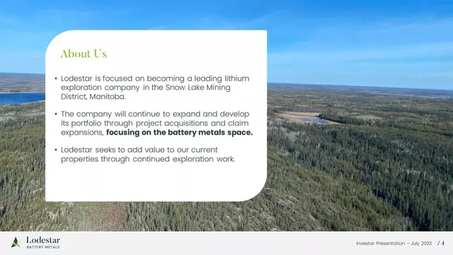 Company overview slide 4 from Lodestar Battery Metals