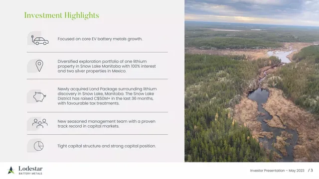 Company overview slide 3 from Lodestar Battery Metals