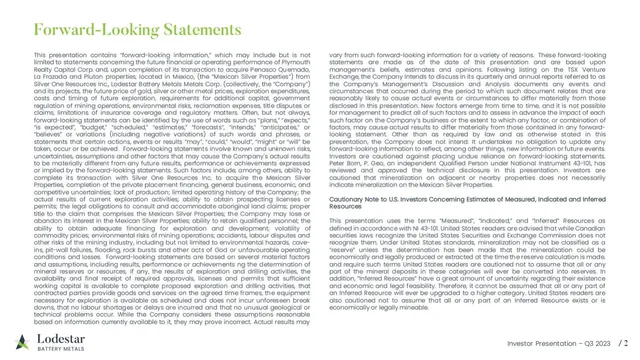 Disclaimer slide 2 from Lodestar Nov