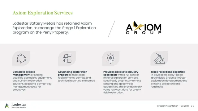 Company overview slide 9 from Lodestar Nov
