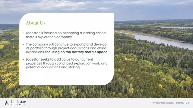 Company overview slide 4 from Lodestar Battery Metals