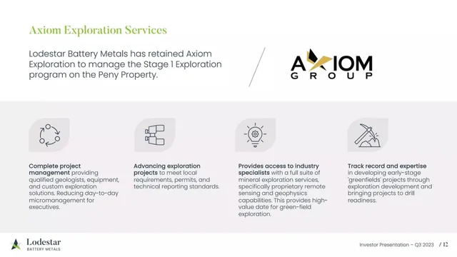 Company overview slide 12 from Lodestar