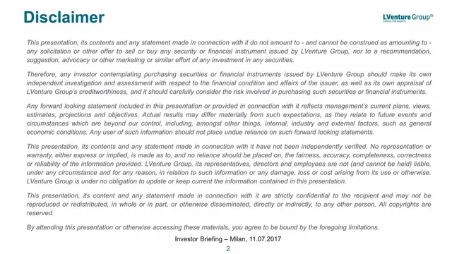 Disclaimer slide 2 from LVenture Group